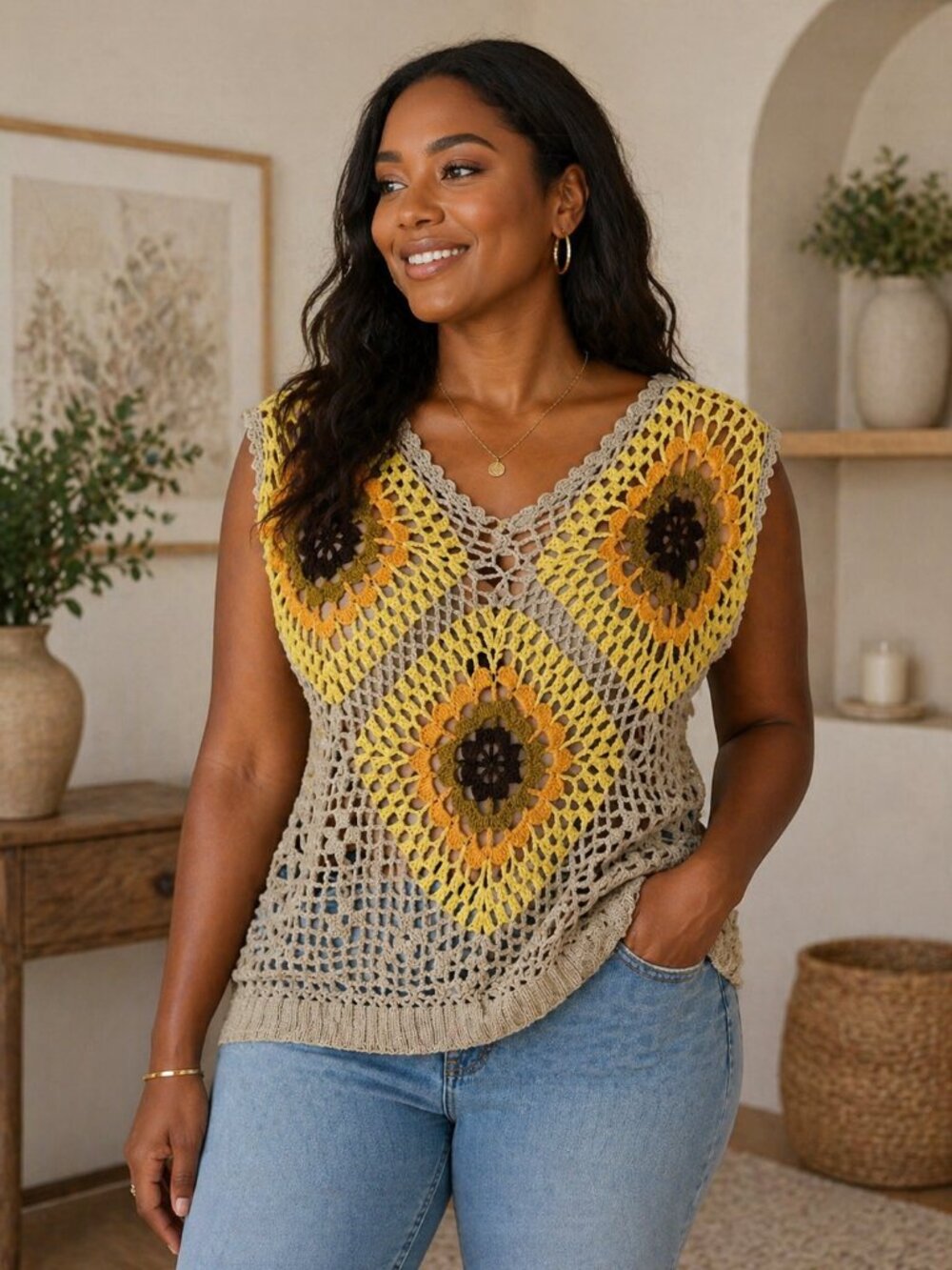 Miss Kelly woman's crochet knit top